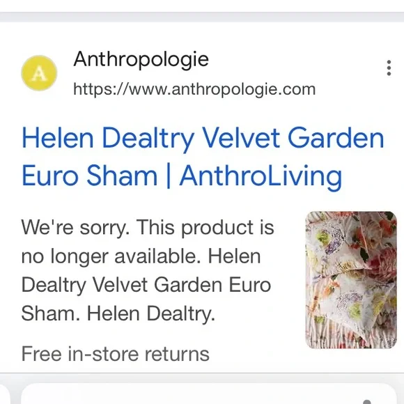 2 Anthropologie Floral Velvet Euro Pillow Sham Set of 2; 26”x26” - Picture 11 of 12